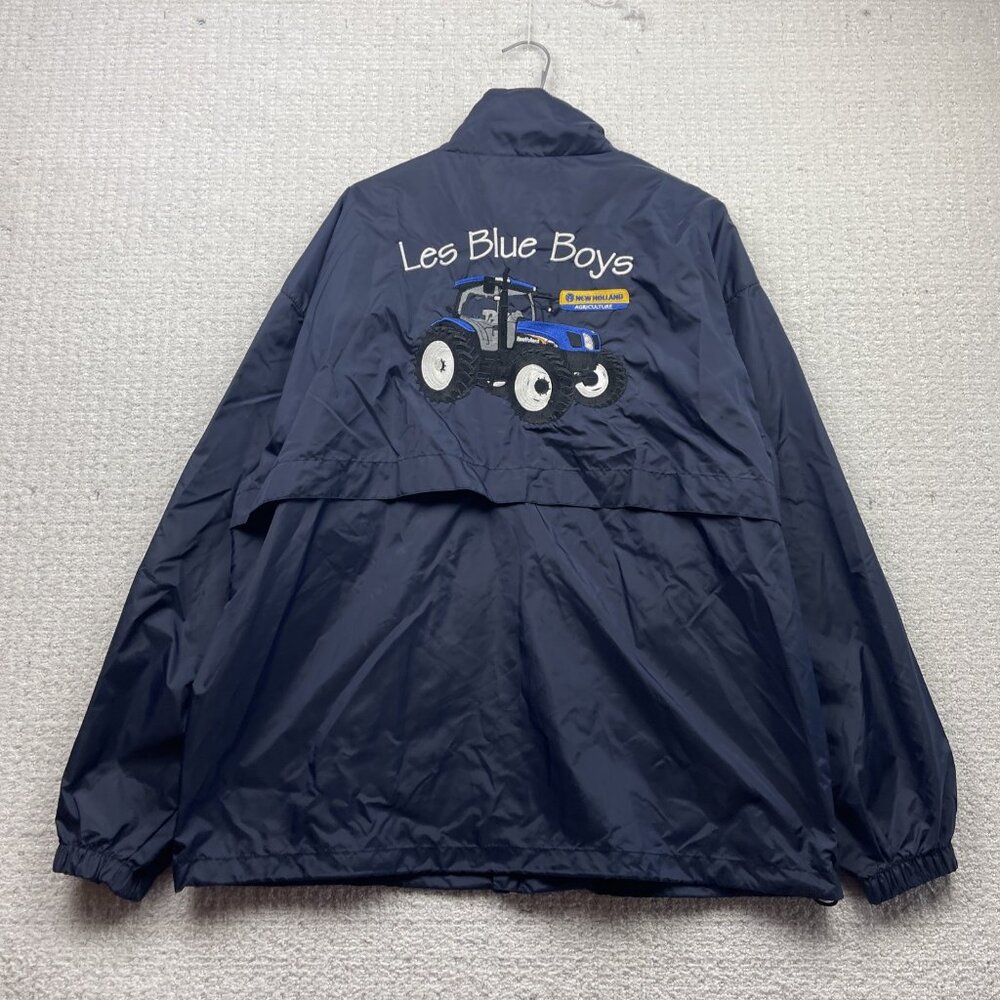 Y2K New Holland Farming Windbreaker Jacket L Tractor Graphic Country Agriculture